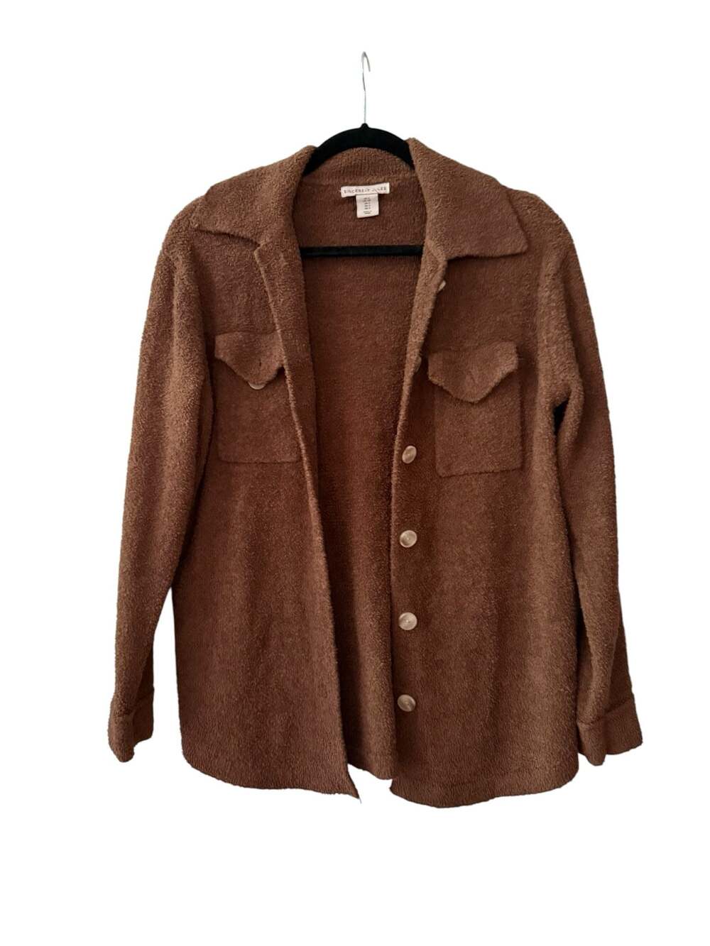 Sincerely Jules Brown Teddy Fleece Button Down Shirt Jacket Size M